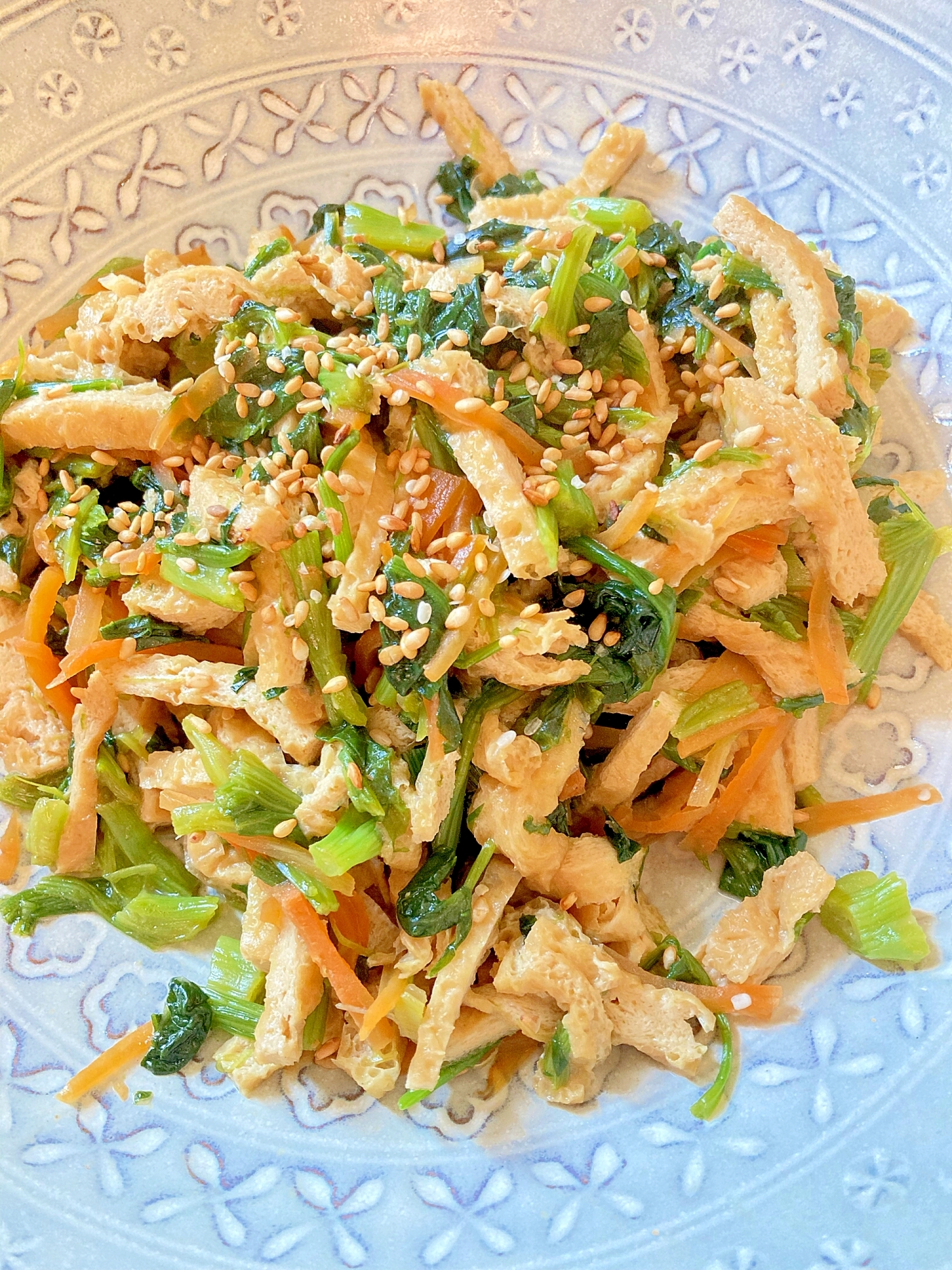 うすあげとほうれん草のくたくた煮