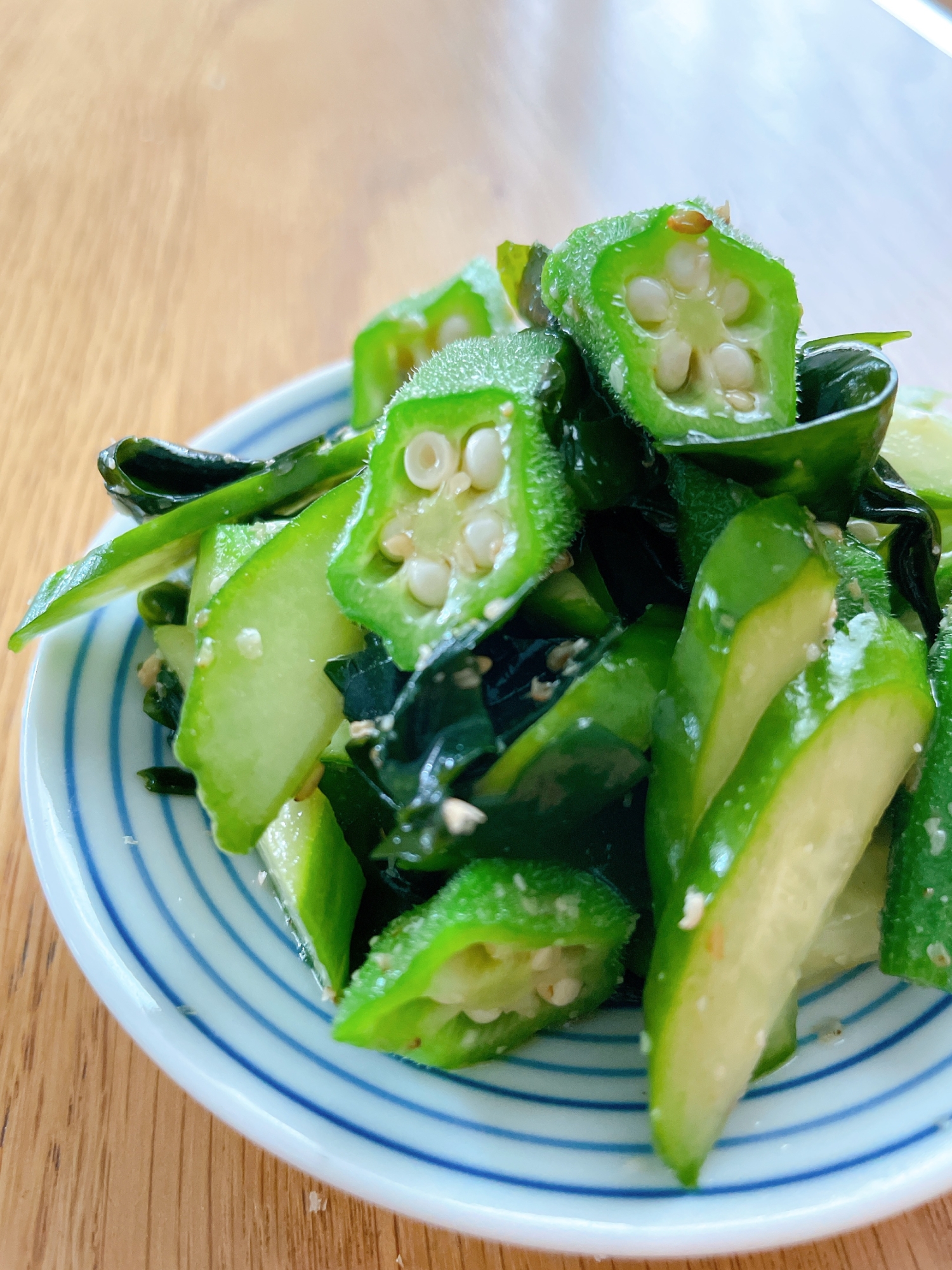 オクラときゅうりの中華和え