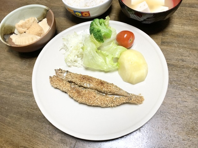 ししゃもレシピ　ししゃものごま焼き