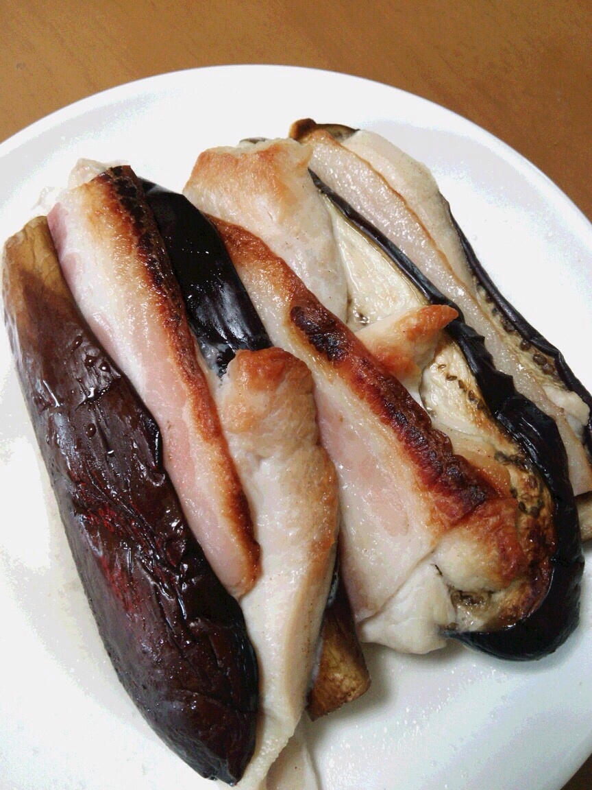 簡単手抜き！なすと鶏胸肉のグリル焼き