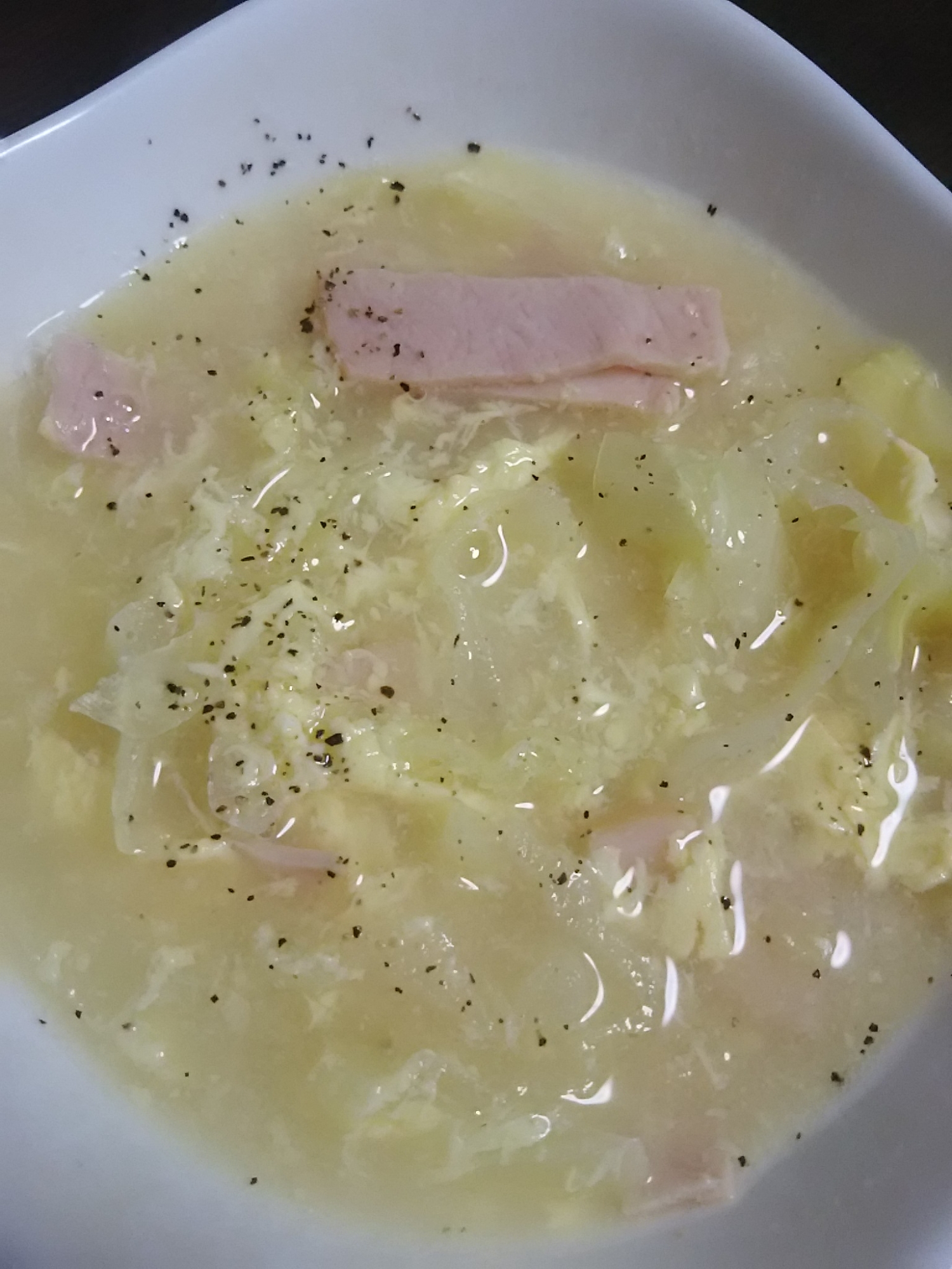 ハムとキャベツの卵スープ(^^)