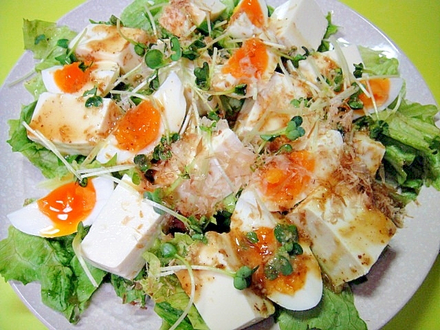 豆腐とゆで卵レタスの和風サラダ レシピ 作り方 By Mint74 楽天レシピ