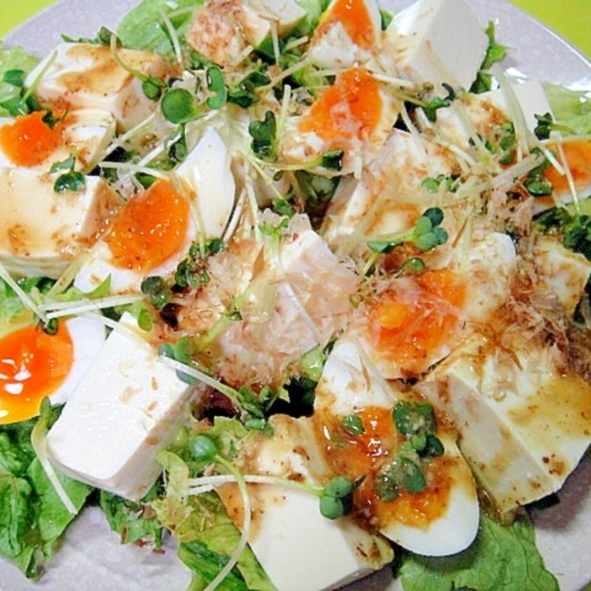 豆腐とゆで卵レタスの和風サラダ レシピ 作り方 By Mint74 楽天レシピ