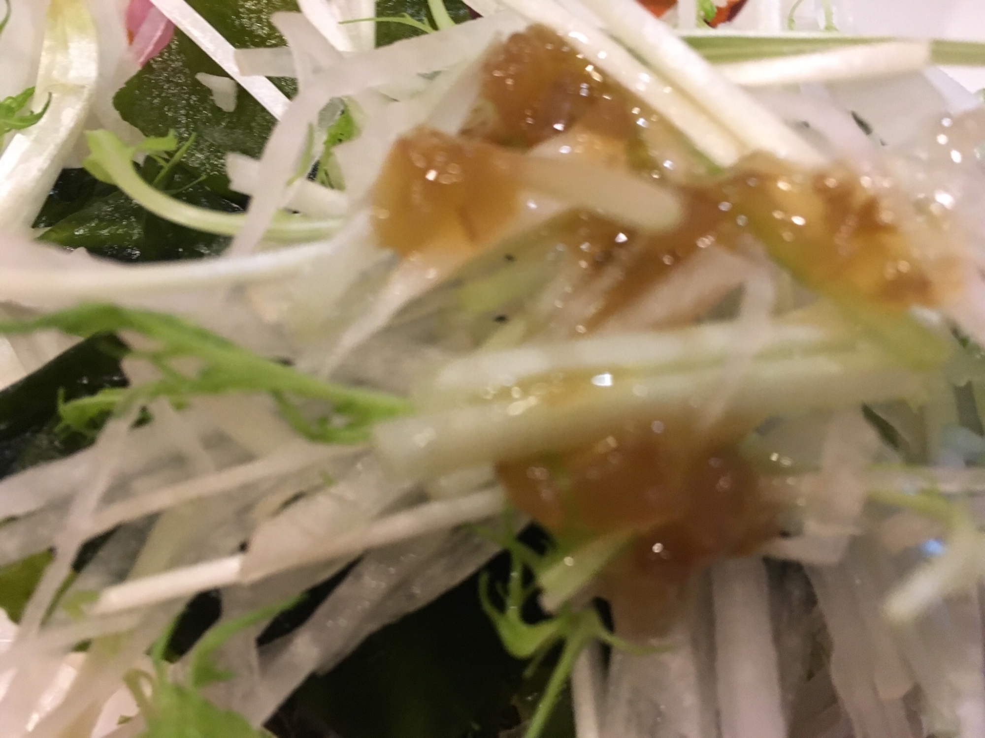 わかめと水菜と大根のなめ茸サラダ