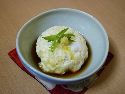 レンジで簡単☆豆腐とえびの茶巾蒸し