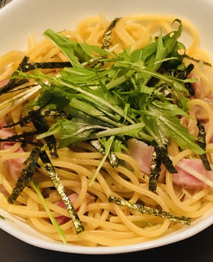 水菜＆ベーコンの和風パスタ