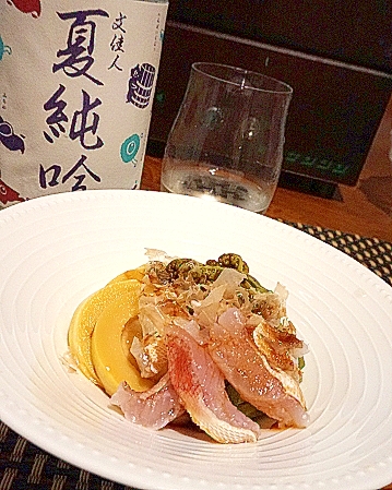 おうち居酒屋、かながしらと春野菜の湯引き