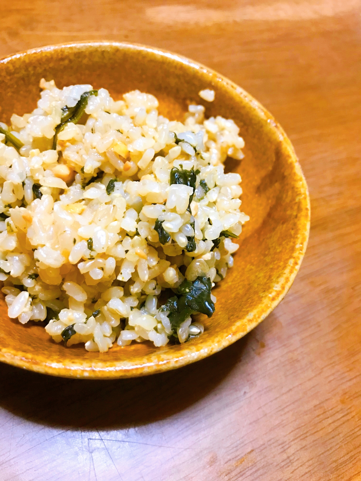 納豆とほうれん草の炊き込みご飯