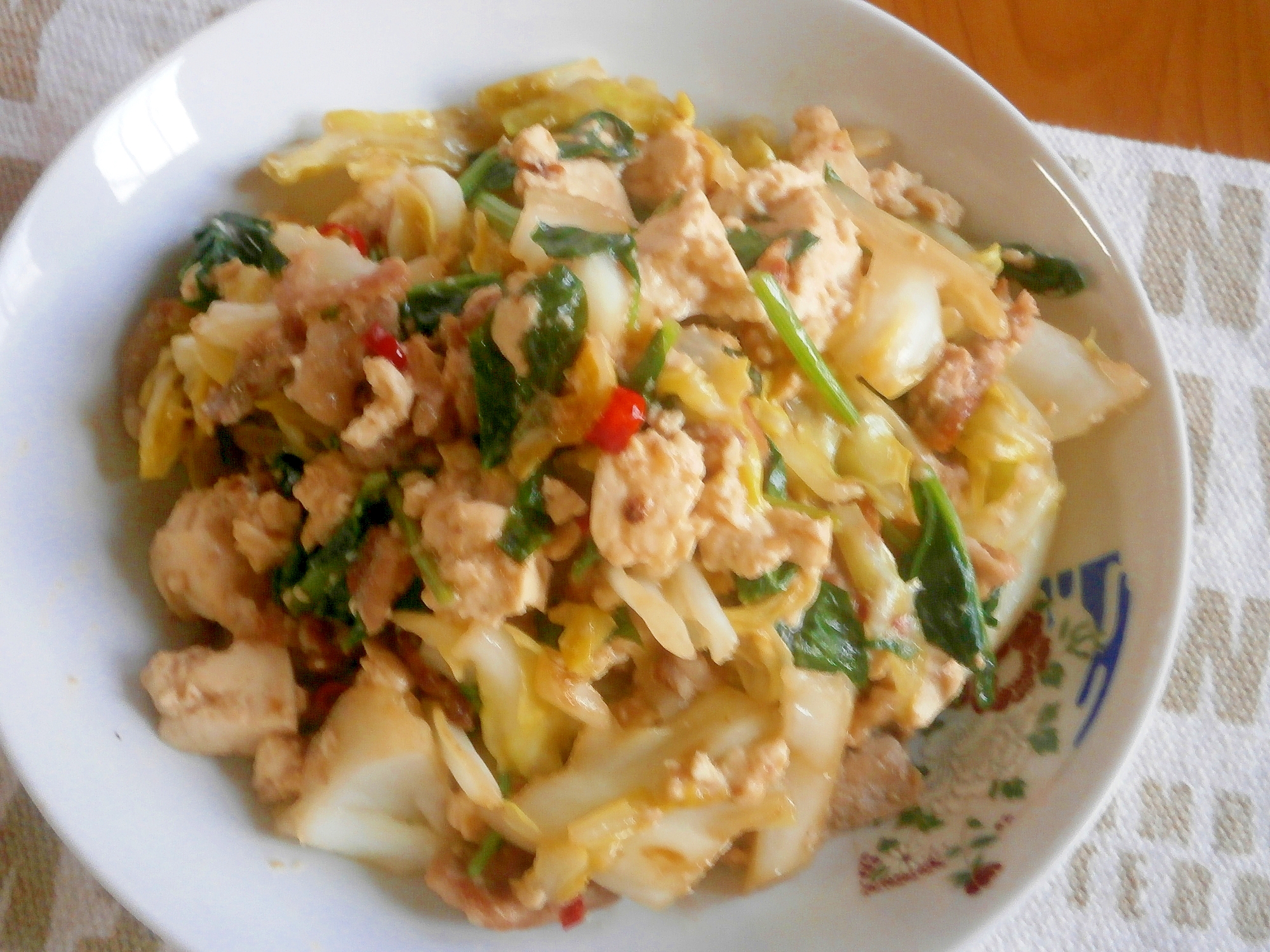 ピリ辛！豆腐と豚肉の野菜炒め