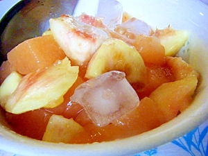 桃とグレープフルーツの寒天デザート