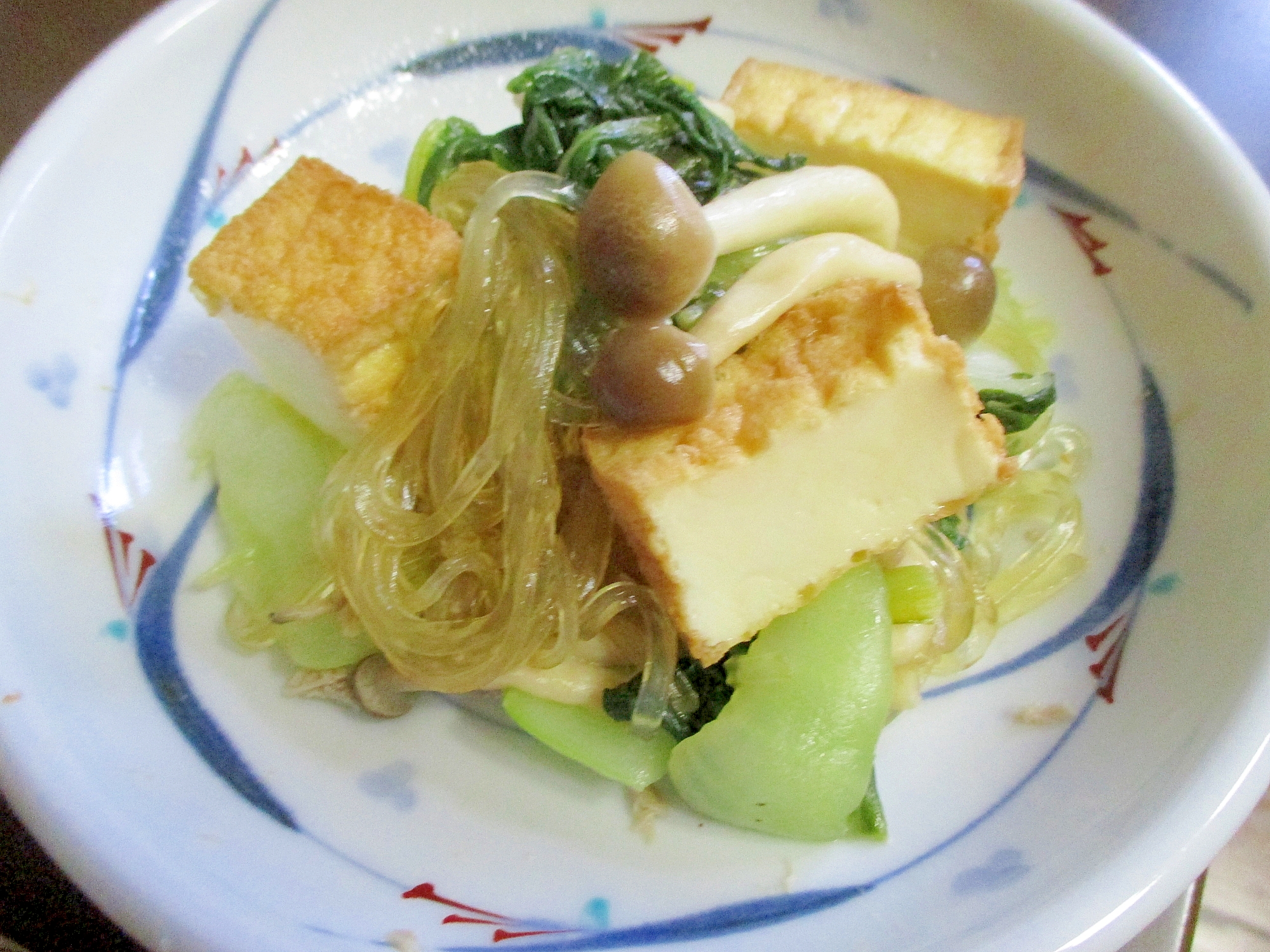 厚揚げとチンゲン菜の中華風春雨