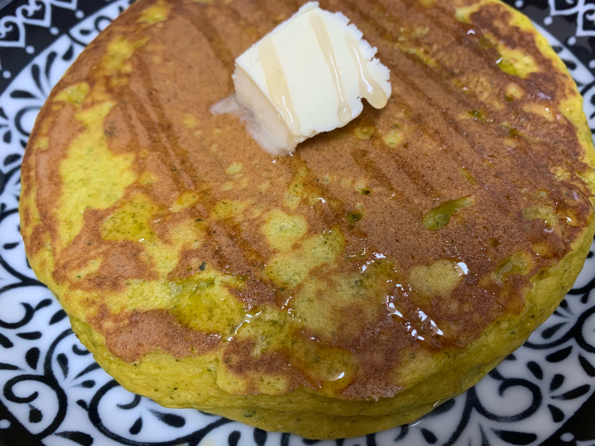 にんじんと豆腐とほうれん草のホットケーキ♪