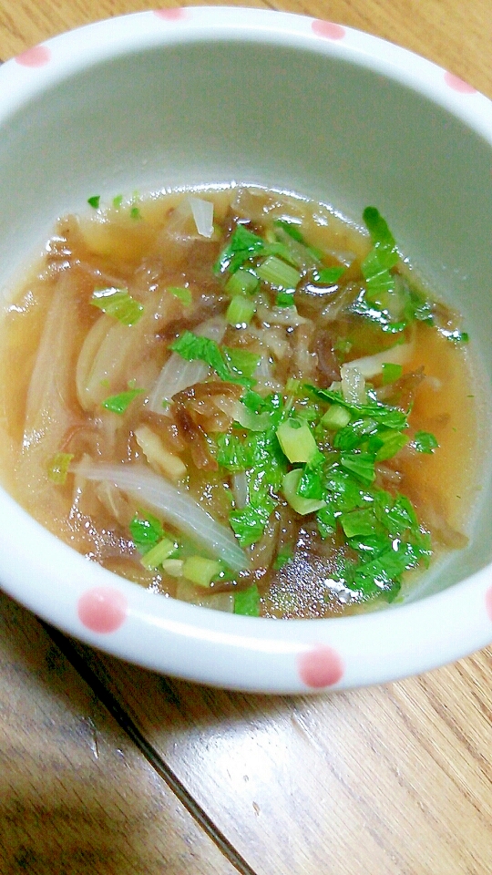 切り干し大根と玉ねぎとセロリ葉の中華スープ