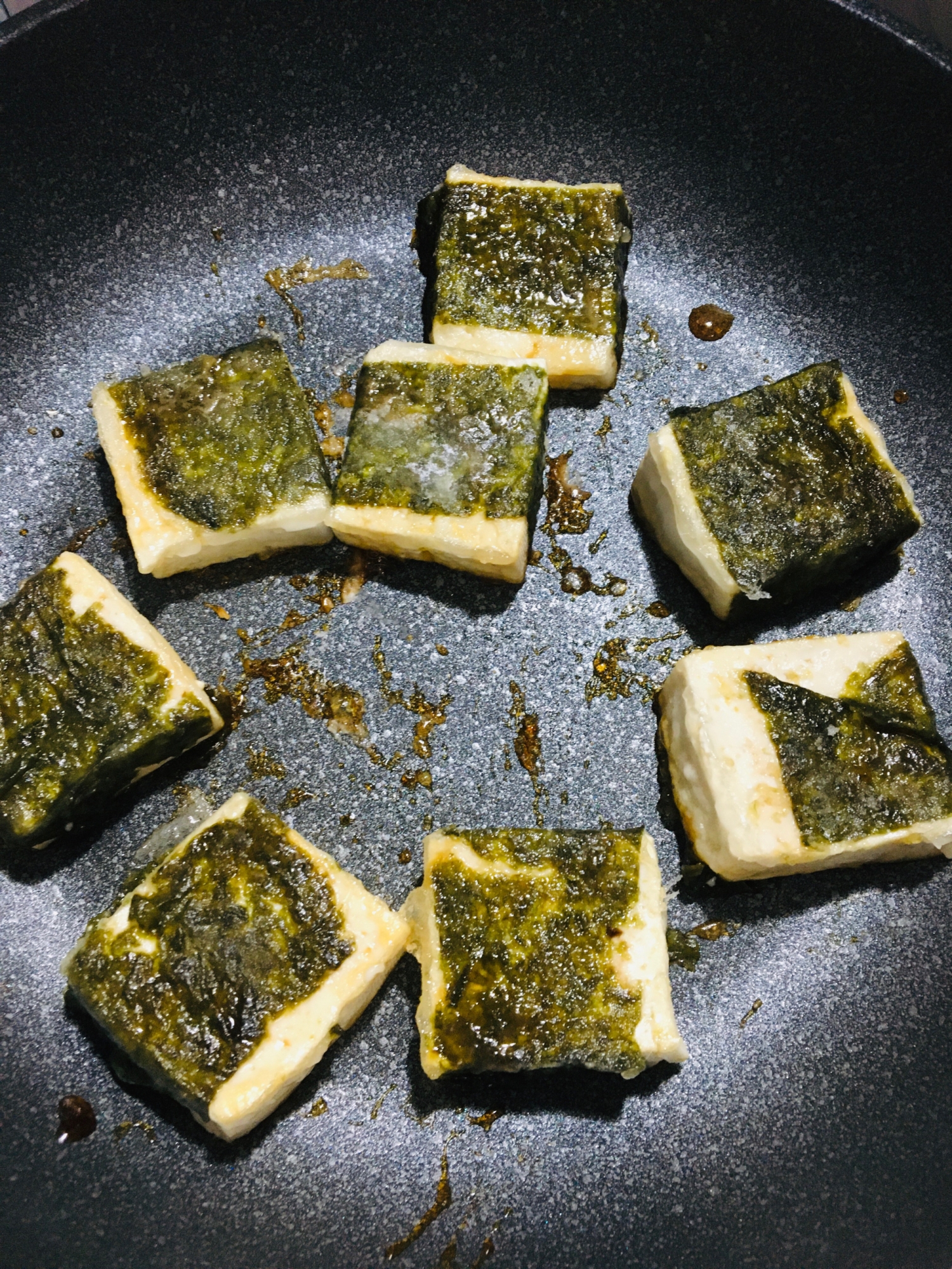 めんつゆで簡単豆腐の海苔巻き焼き