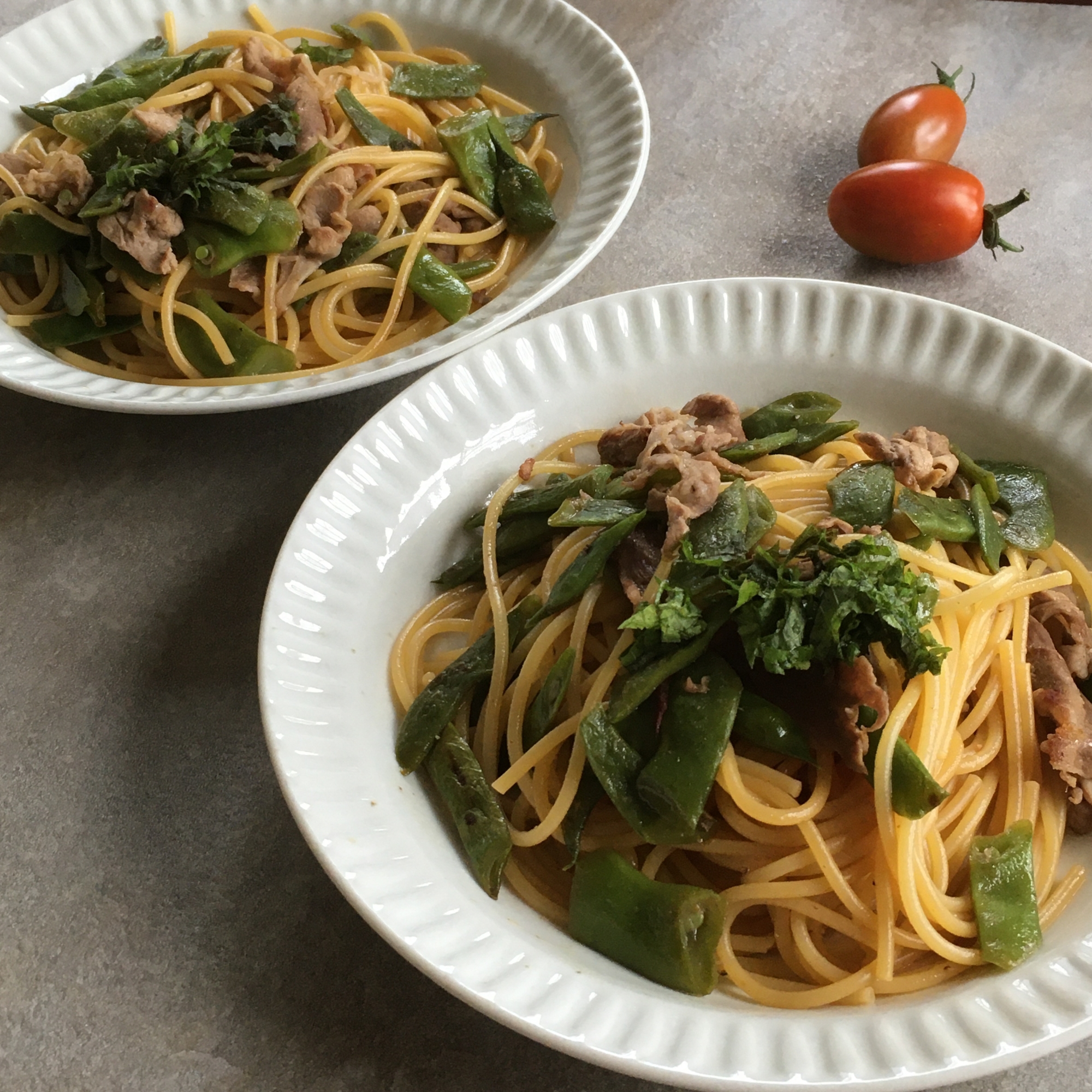 モロッコいんげんの醤油パスタ♪