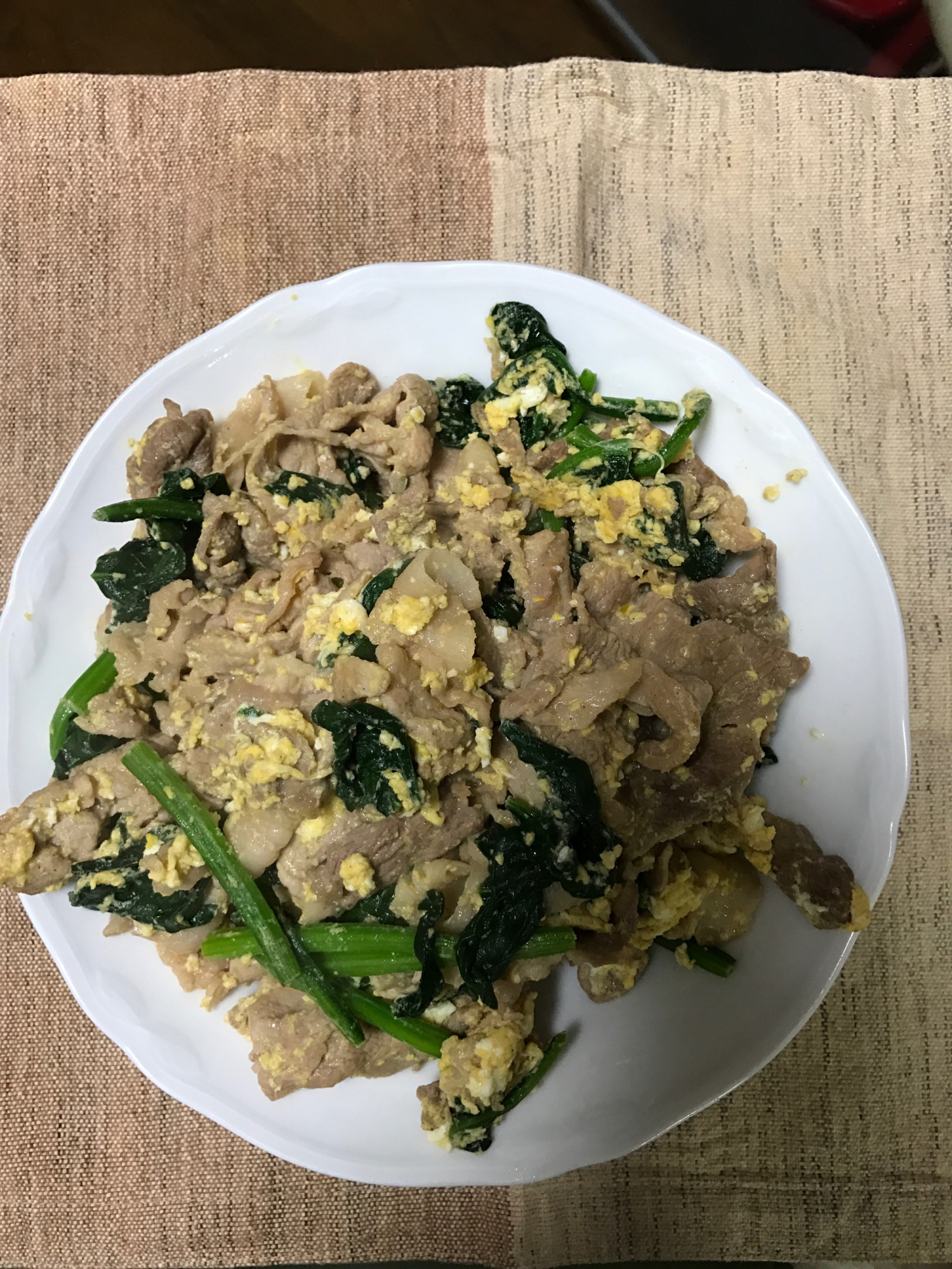 男料理！豚肉とほうれん草の卵炒め