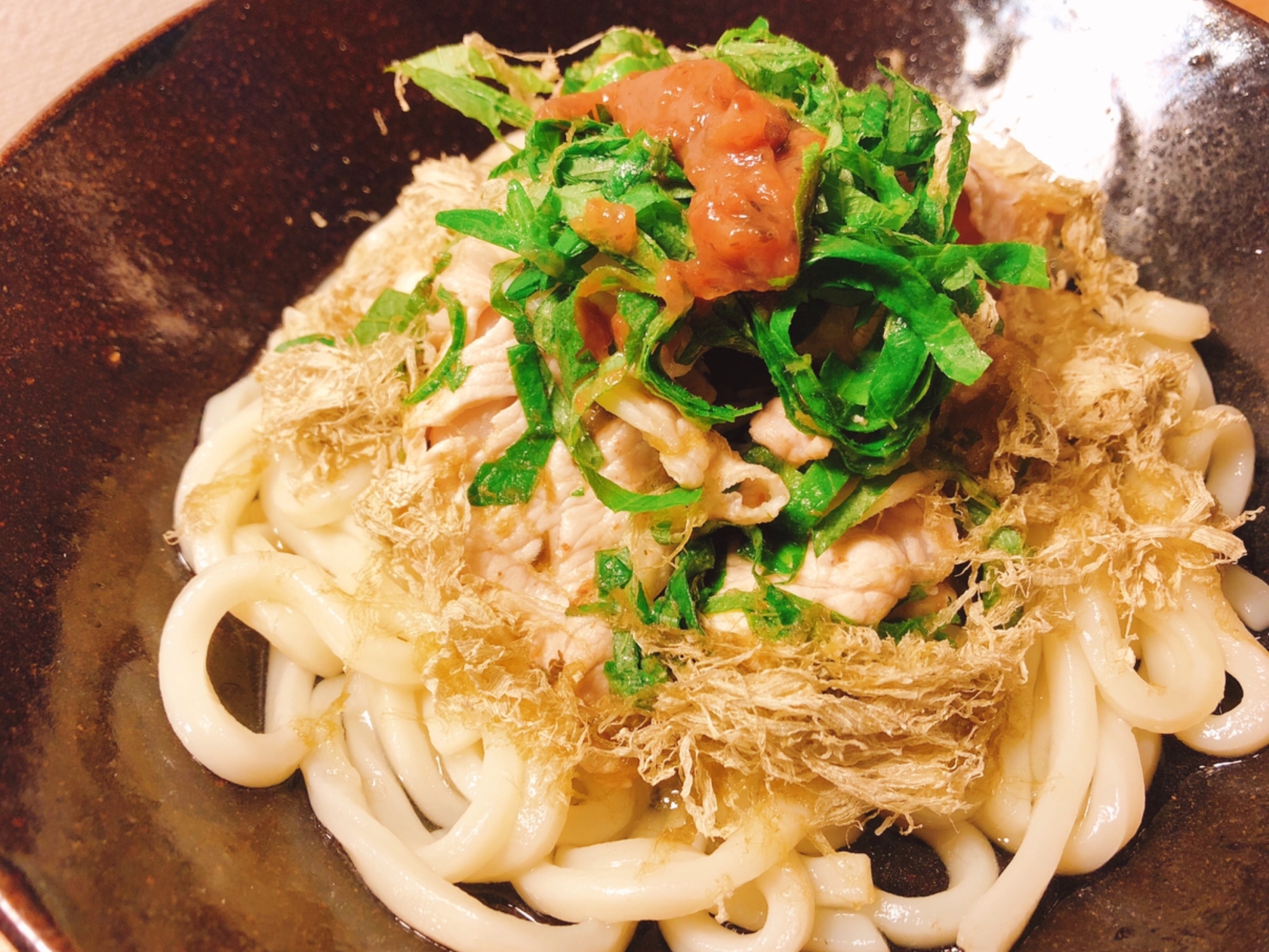 簡単！梅しそ冷しゃぶの冷やしうどん♪