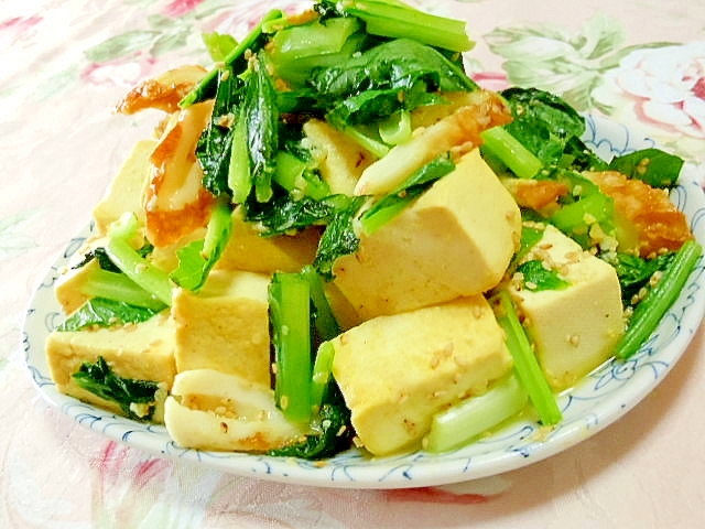 ❤小松菜と豆腐と竹輪の塩にんにくカレー炒め❤