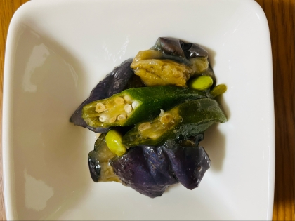 レンジで完結！ナスとオクラの煮びたし風♪