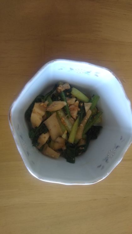 １０分で副菜♪小松菜とまいたけのレンジ蒸し
