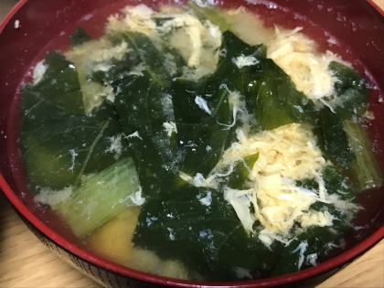 小松菜・豆腐・卵の味噌汁