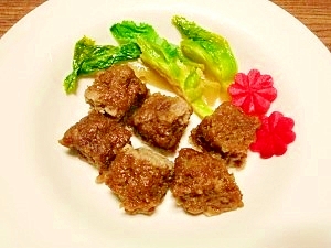レンジで☆挽き肉サイコロステーキ