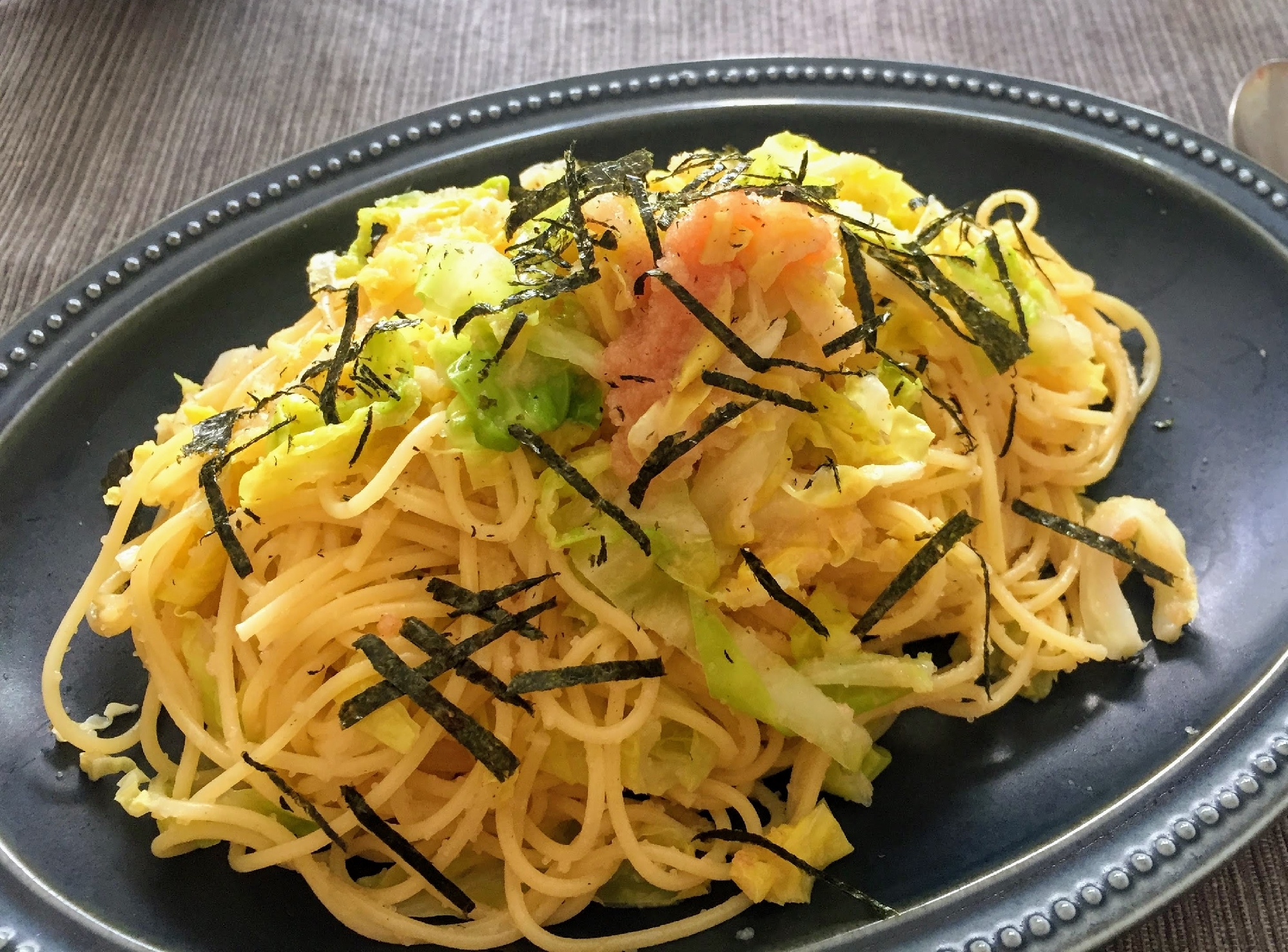 春キャベツと明太子の春色パスタ