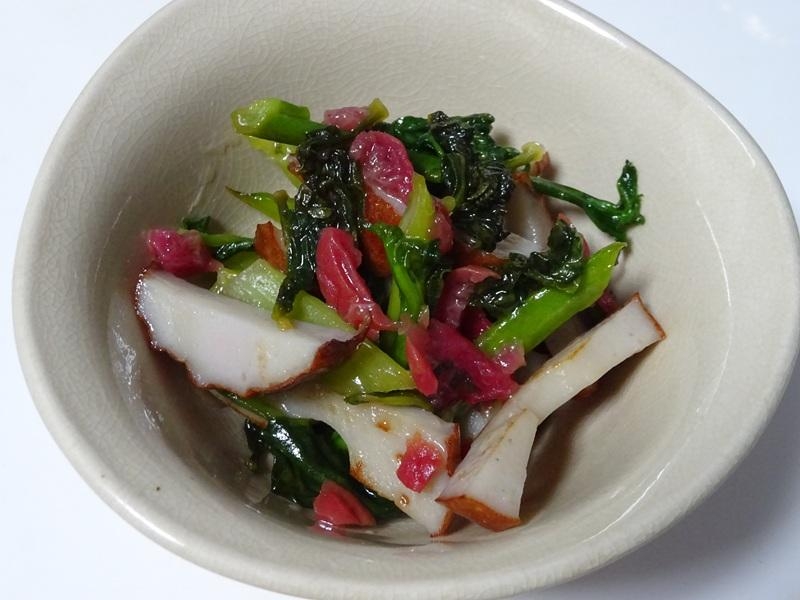 つるむらさきと竹輪の梅炒め