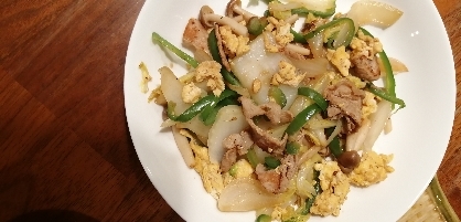 肉と卵の野菜炒め！