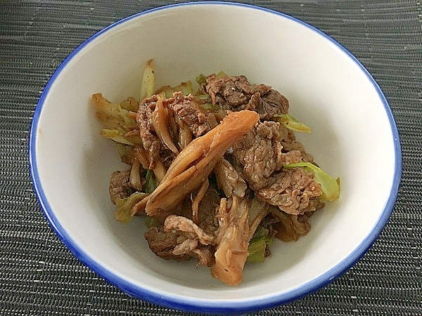 牛肉と舞茸の味噌タレ炒め