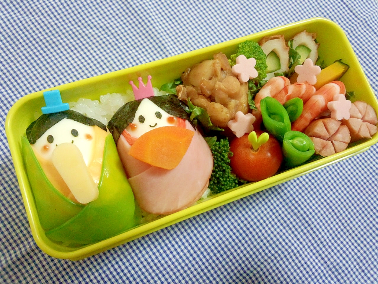 簡単キャラ弁 ゆでたまごｄｅおひなさまのお弁当 レシピ 作り方 By Cherry05 楽天レシピ