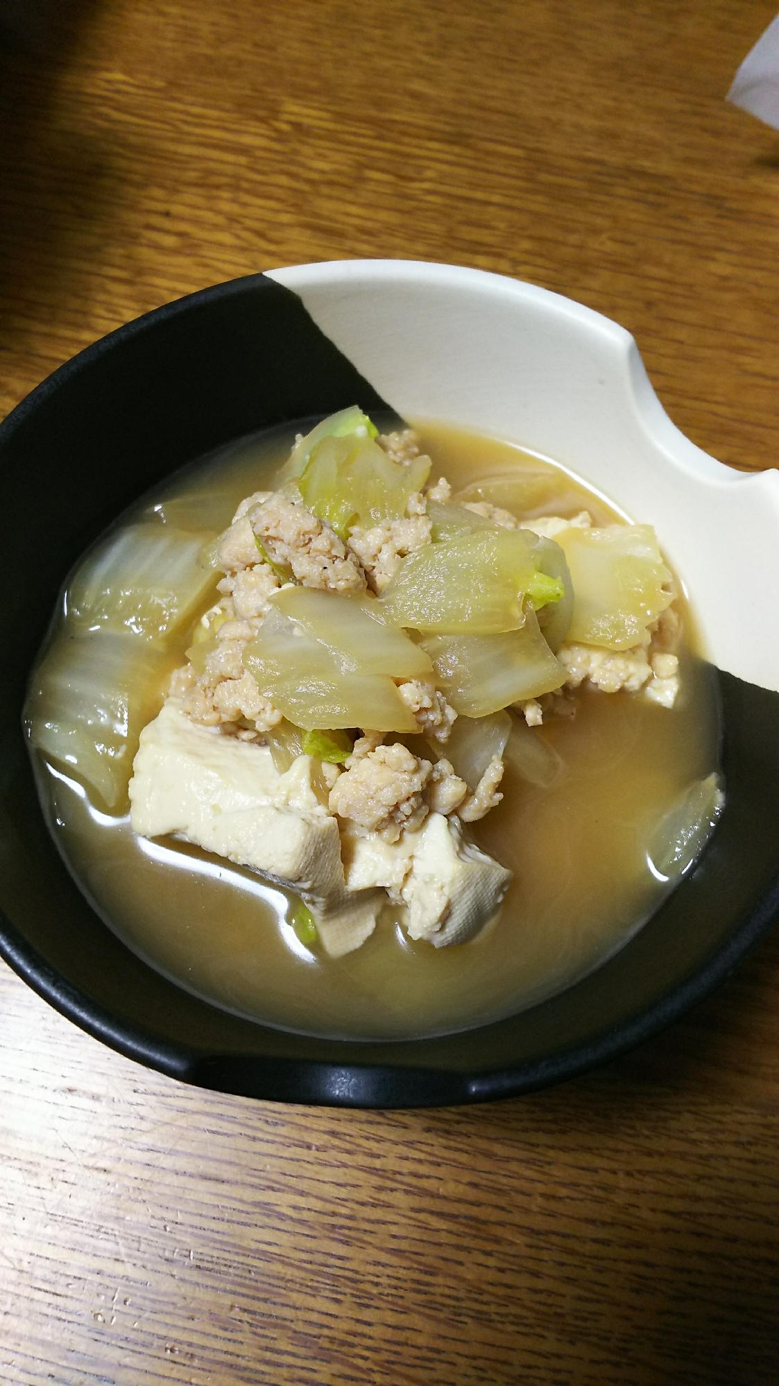 白菜と豆腐と鶏ミンチの煮物