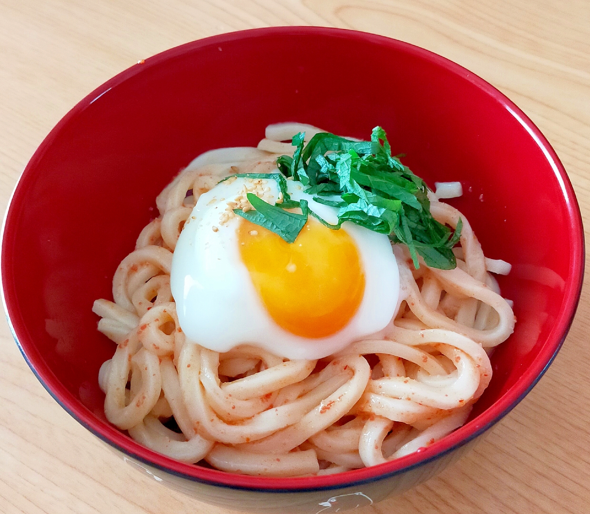 明太子と温玉の冷やしうどん