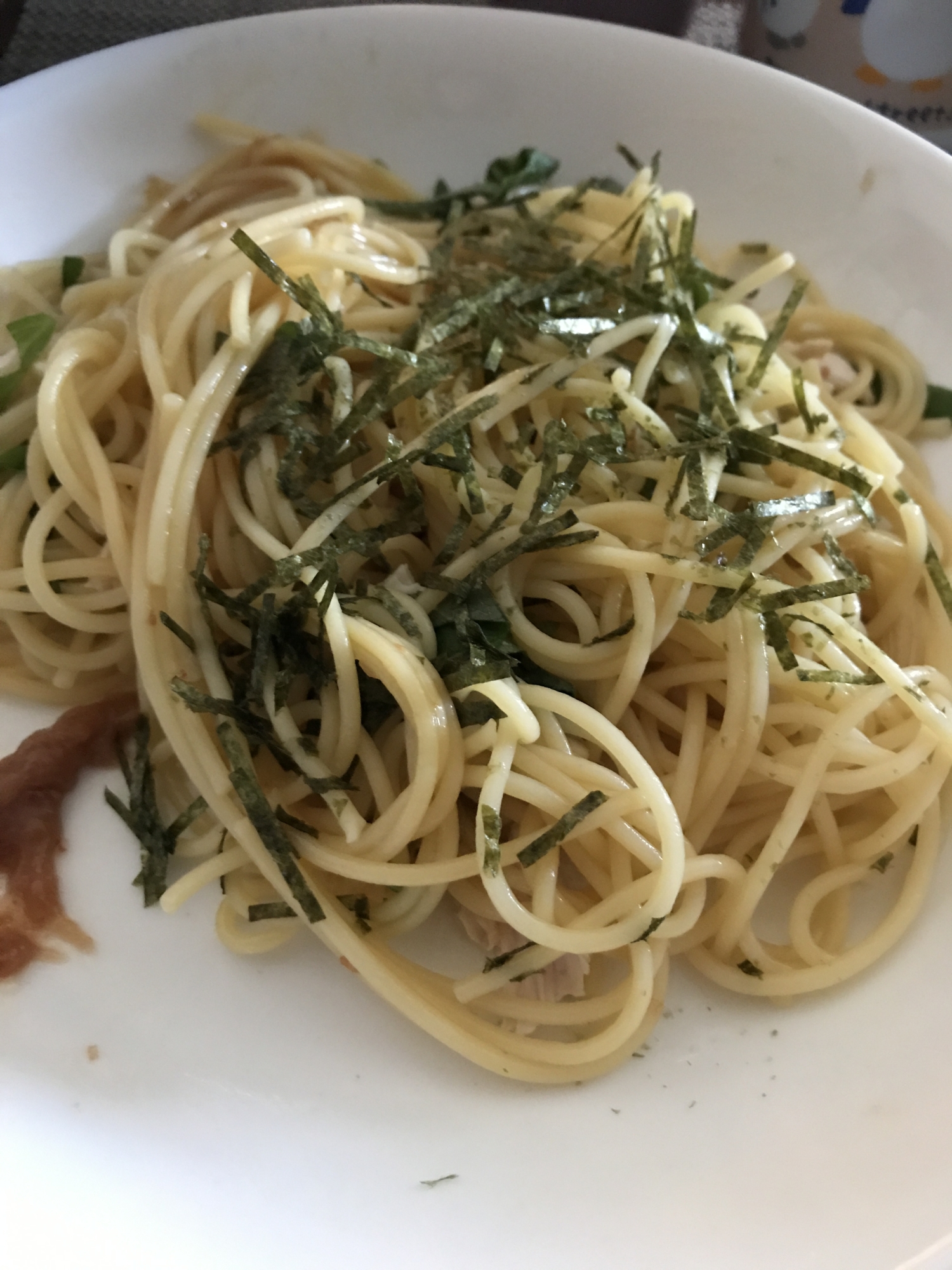 ささみと大葉の和風パスタ☆梅肉を添えて