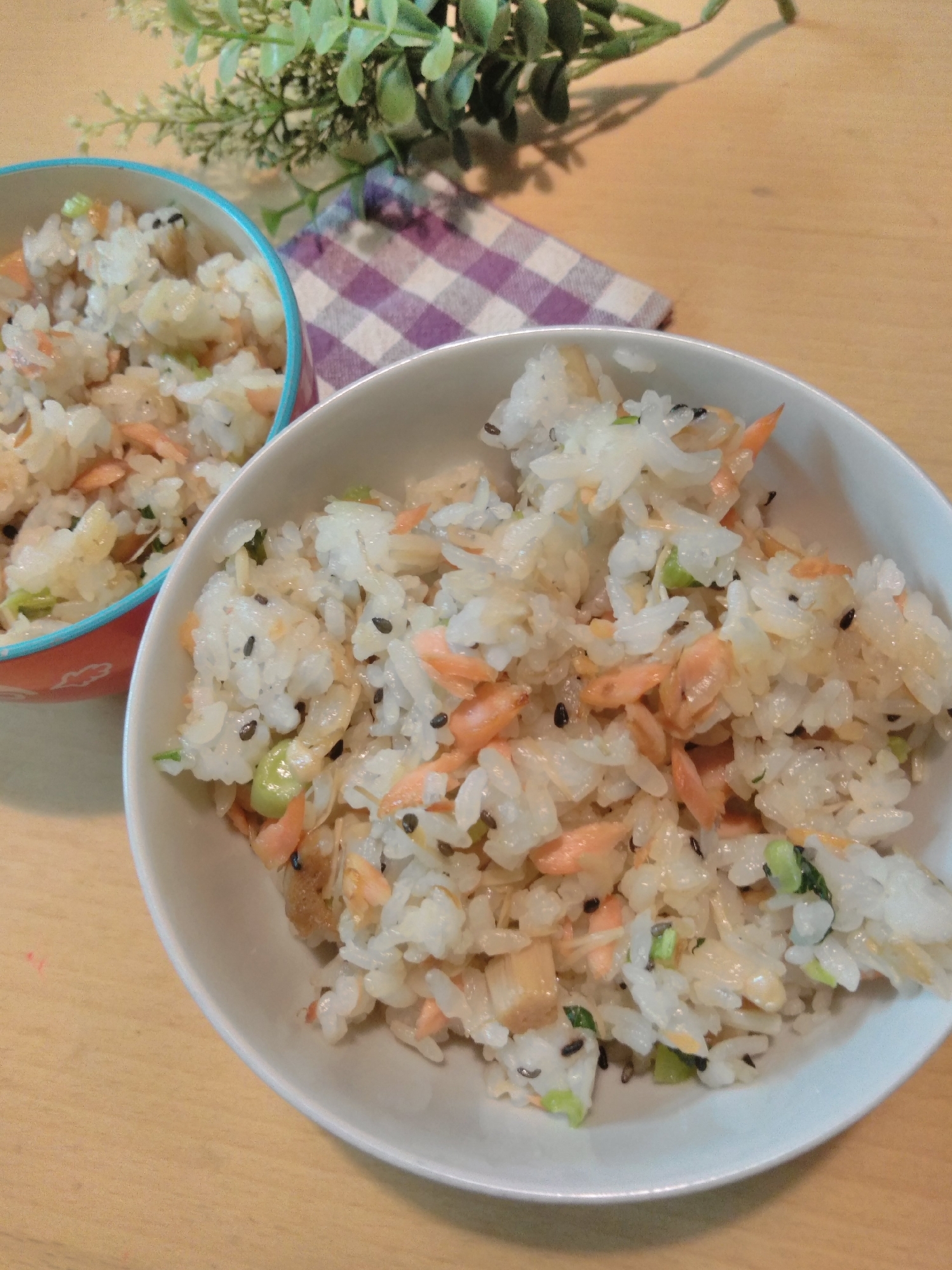 小松菜エノキのコクウマ鮭チャーハン