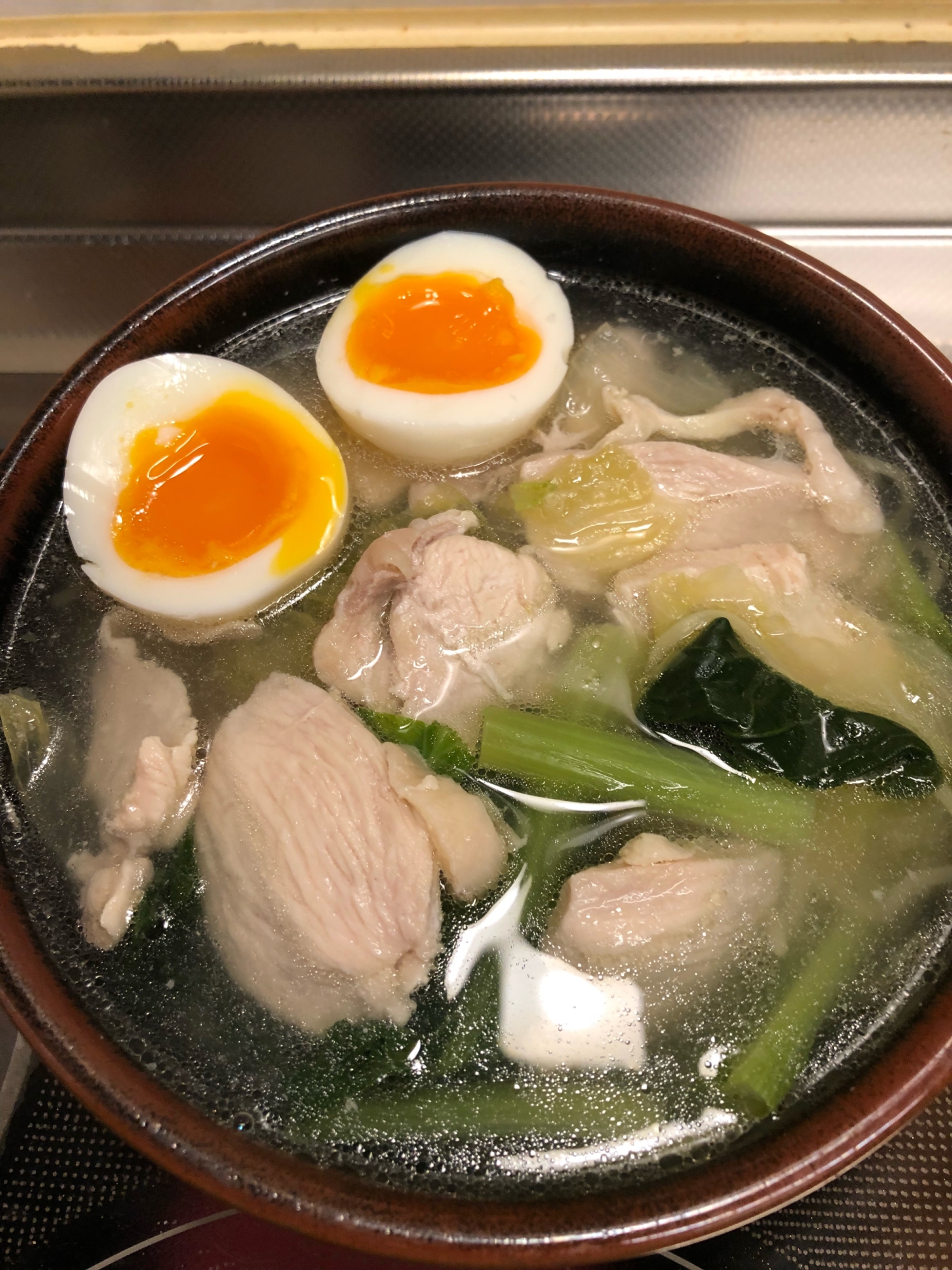 あっさり塩味♪鍋キューブde鶏だしラーメン^_^