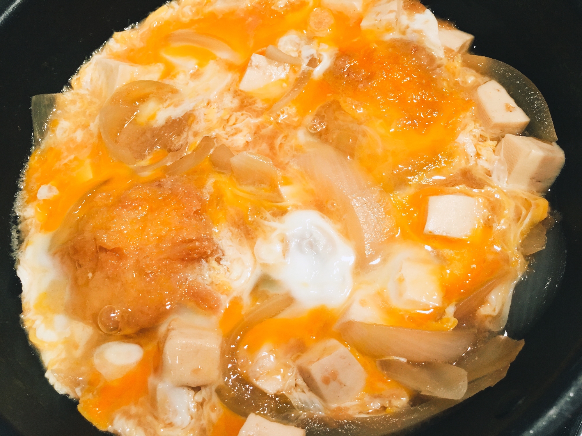 ヒレカツ&豆腐の卵とじ
