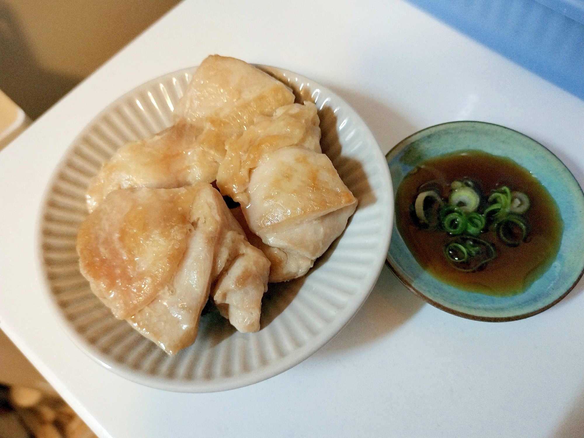 鶏もも肉の蒸し焼き☘ねぎポン酢ダレ