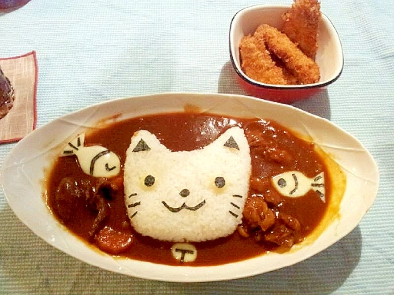 猫型カレーライス キャラ弁 レシピ 作り方 By Cat13 0305 楽天レシピ