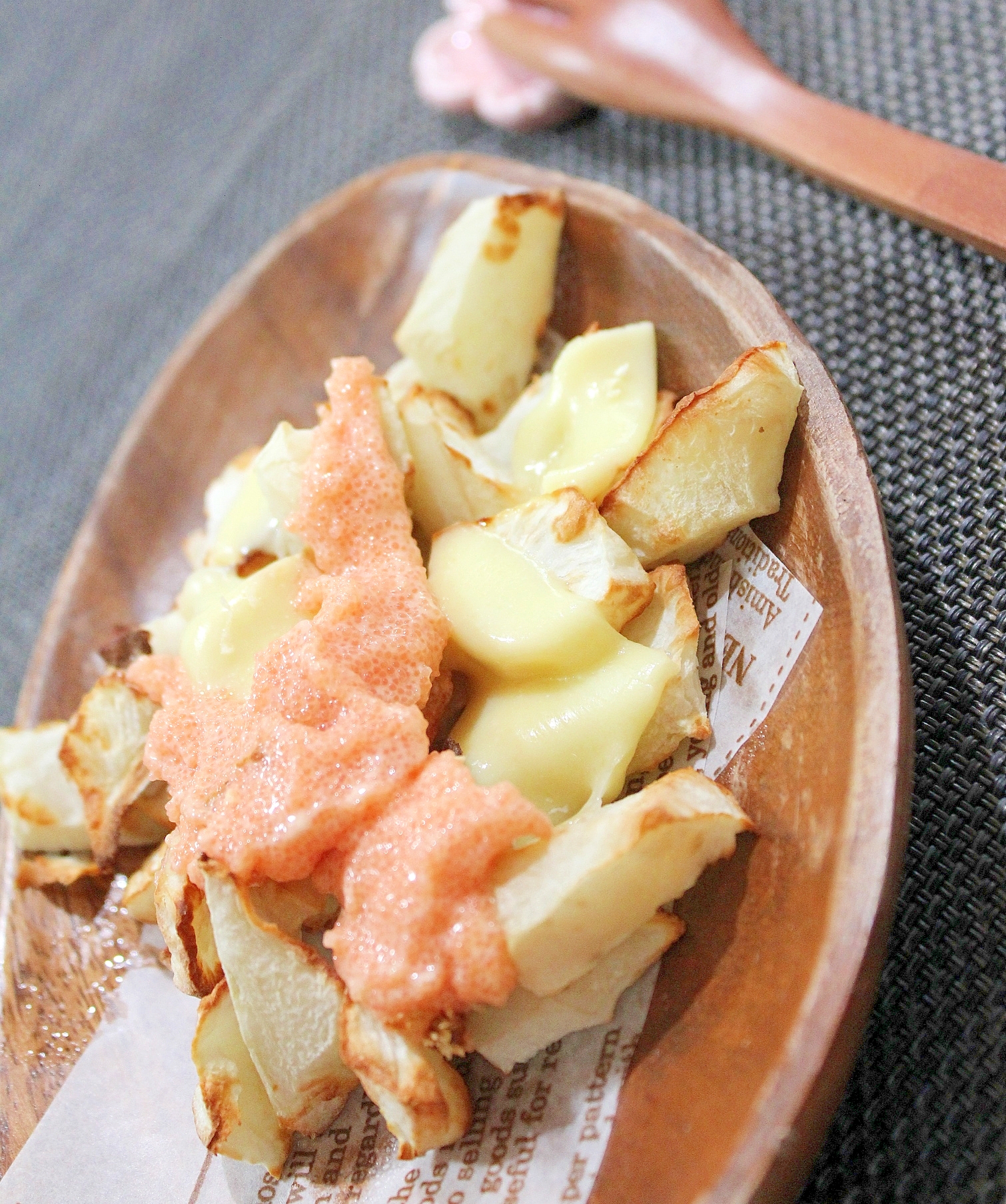 ノンフライヤーで揚げない菊芋ポテト明太マヨチーズ味