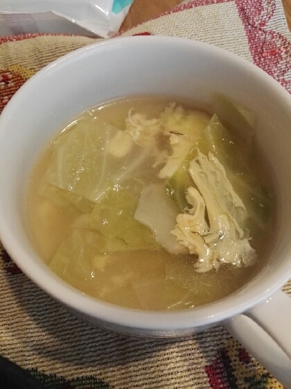キャベツとモヤシの卵スープ(^^)