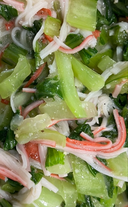 レンジ♡甘めが美味♡小松菜とカニカマのごまマヨ和え