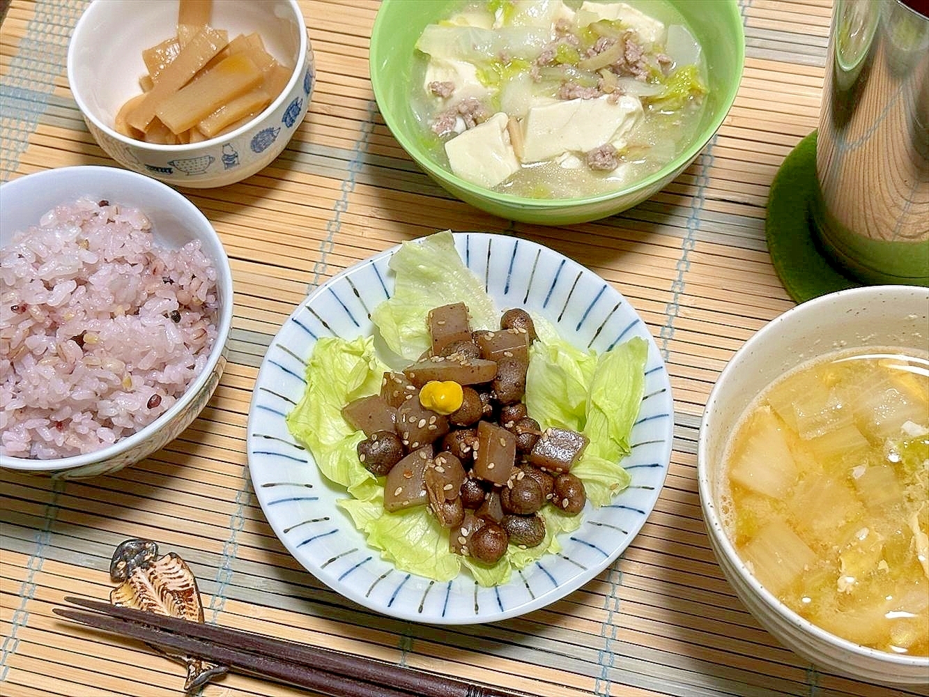 むかごとこんにゃくのころころきんぴら