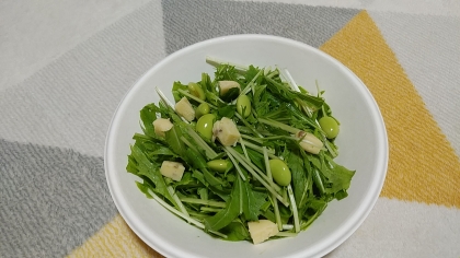 お茶漬けの素と塩昆布で　水菜サラダ