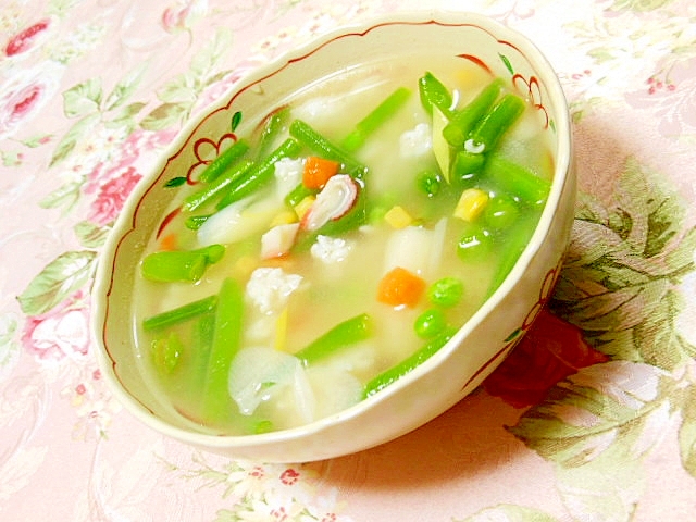 ❤かに缶の汁ｄｅ❤ウェイパーと彩り野菜のお粥さん❤