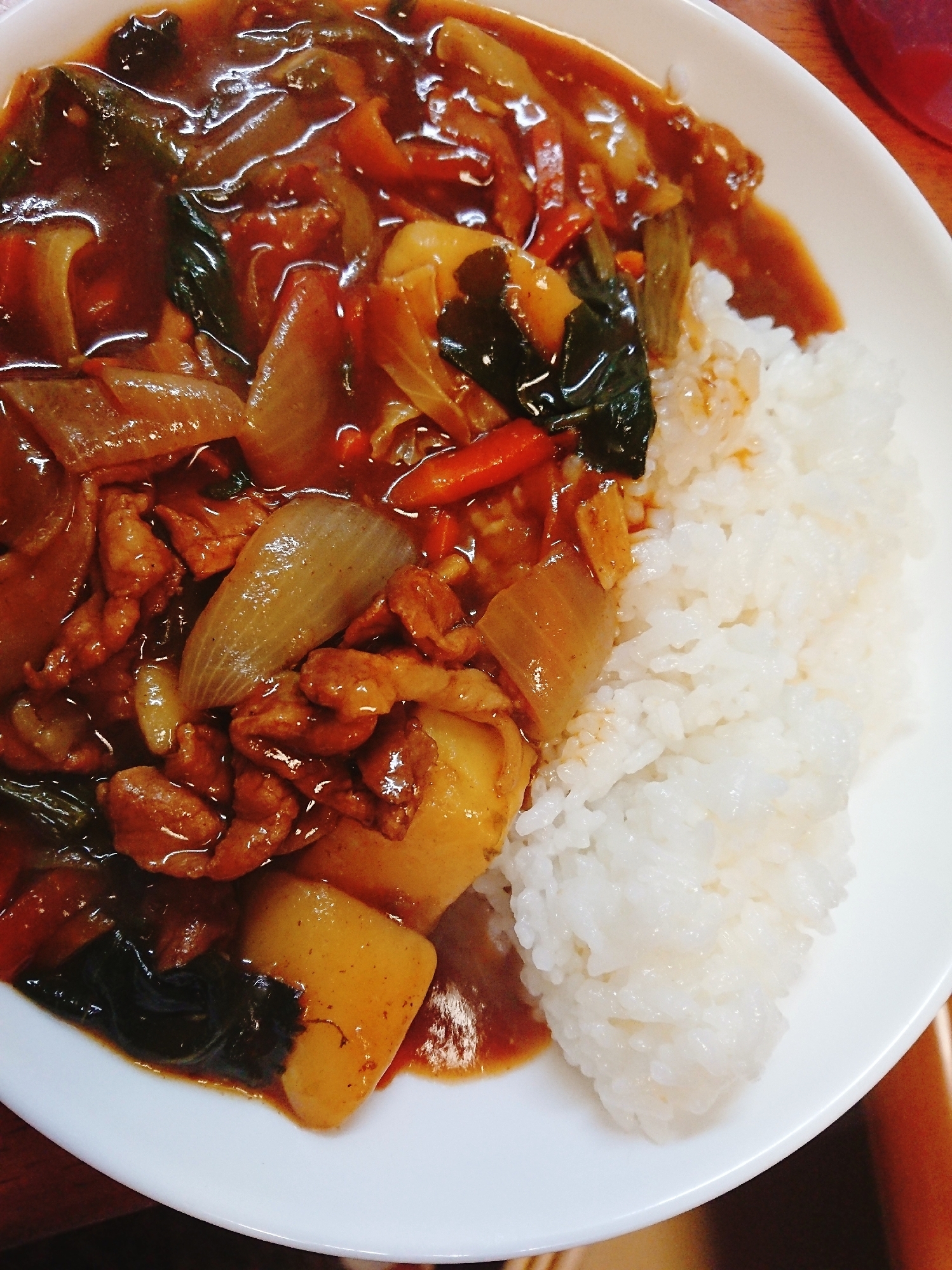 ほうれん草と豚肉のカレー