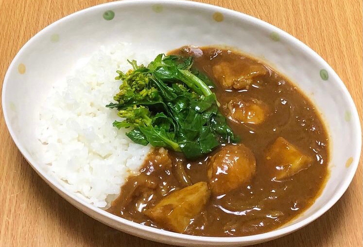 鶏肉と菜の花のカレーライス♪