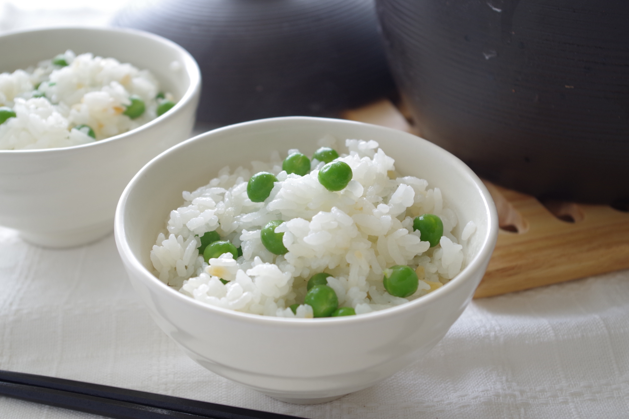 土鍋で炊く！！色鮮やかグリーンピースごはん♪