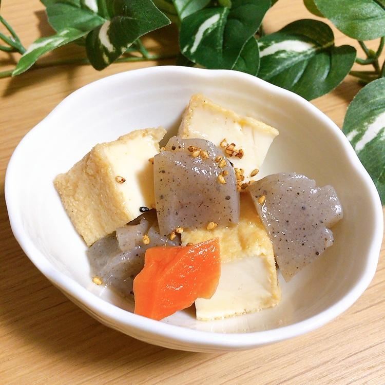 厚揚げとこんにゃくの味噌だれ★*。