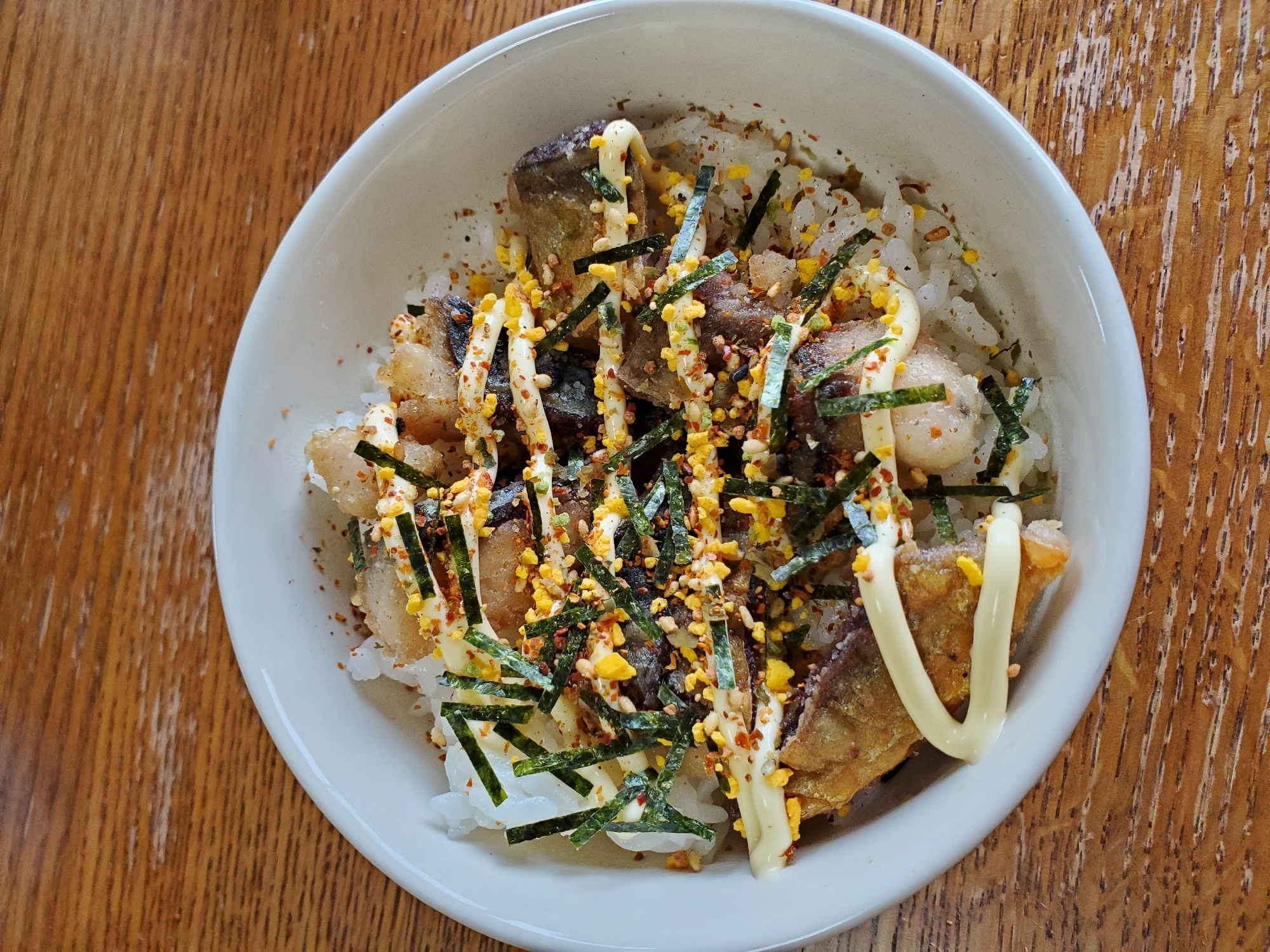 サバの竜田焼きのふりかけ丼